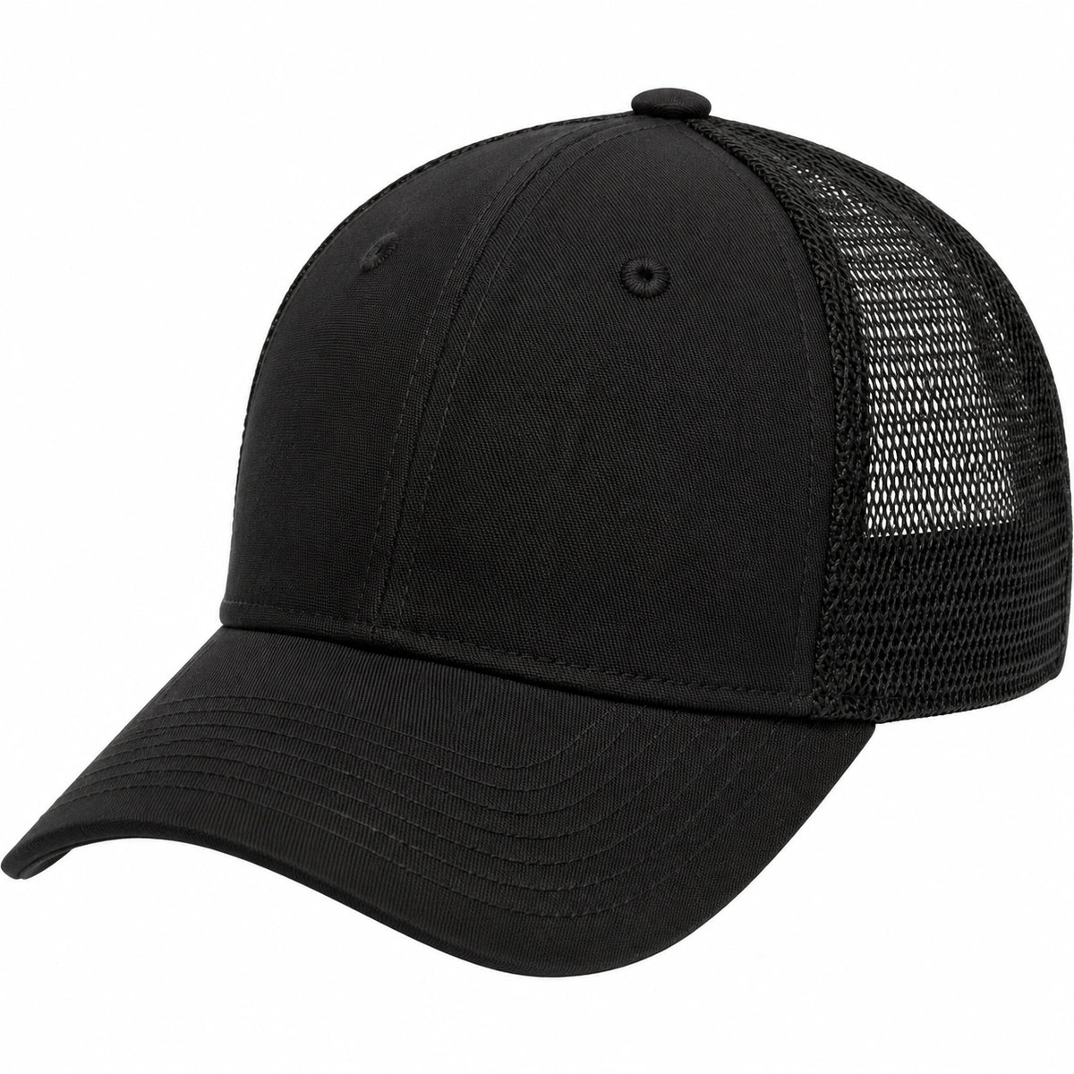 Gorra de béisbol talla única de tejido negro con malla transpirable