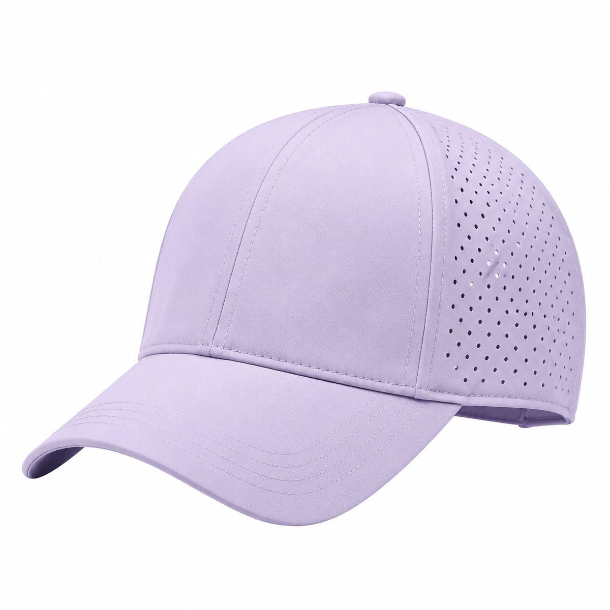 Gorra de béisbol talla única de tejido lila con visera curva y panel perforado