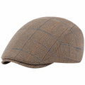 Gorra plana talla única de tejido marrón con cuadros estilo clásico