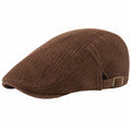 Gorra plana talla única de tejido acanalado marrón ajustable estilo clásico