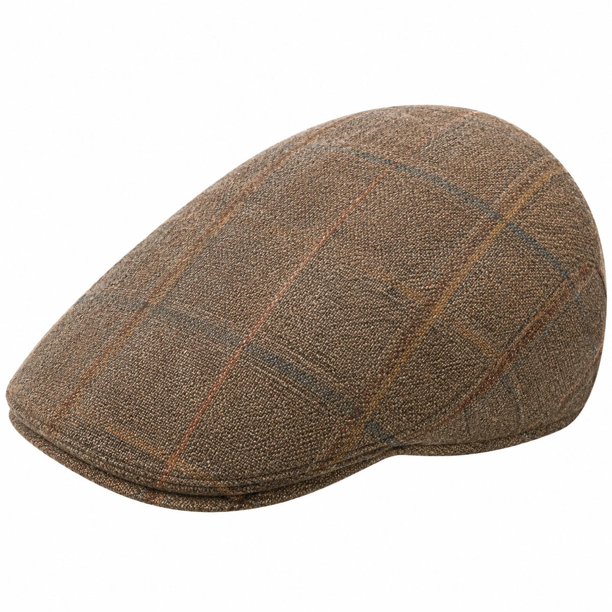 Gorra plana talla única de tejido tipo tweed marrón con cuadro para uso diario