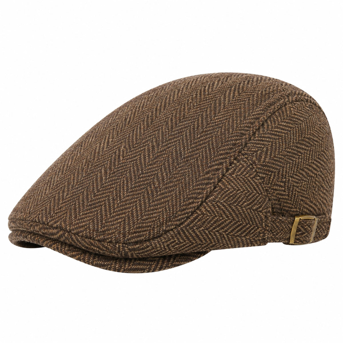Gorra plana talla única de tejido marrón ajustable estilo clásico