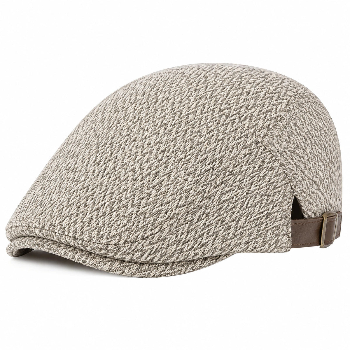 Gorra plana talla única de tejido gris y beige con cierre ajustable - estilo clásico