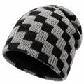 Gorro de punto talla única negro/gris para uso diario con diseño a cuadros