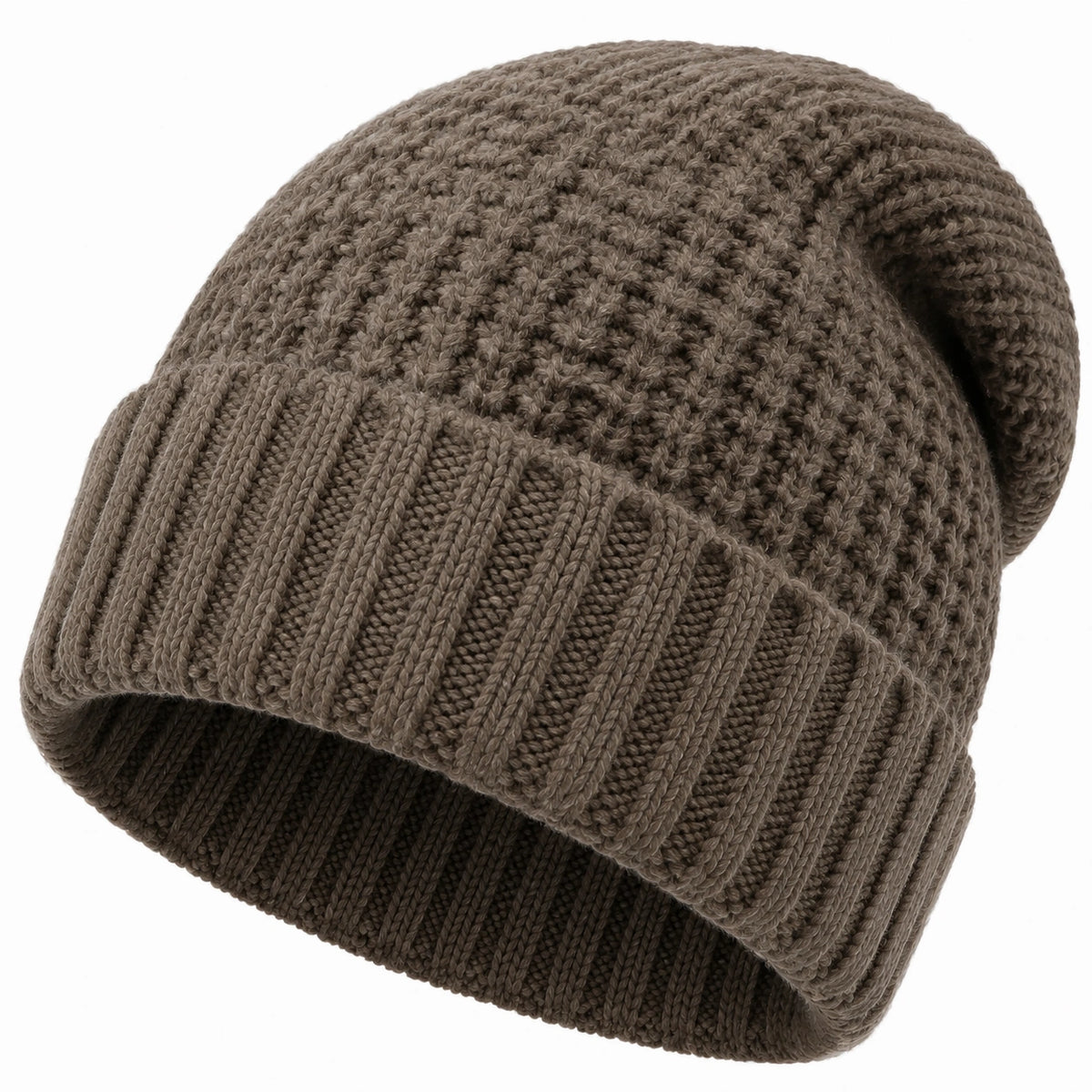 Gorro de punto talla única marrón de canalé estilo holgado
