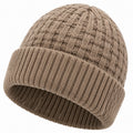 Gorro de punto talla única beige con borde doblado para uso diario