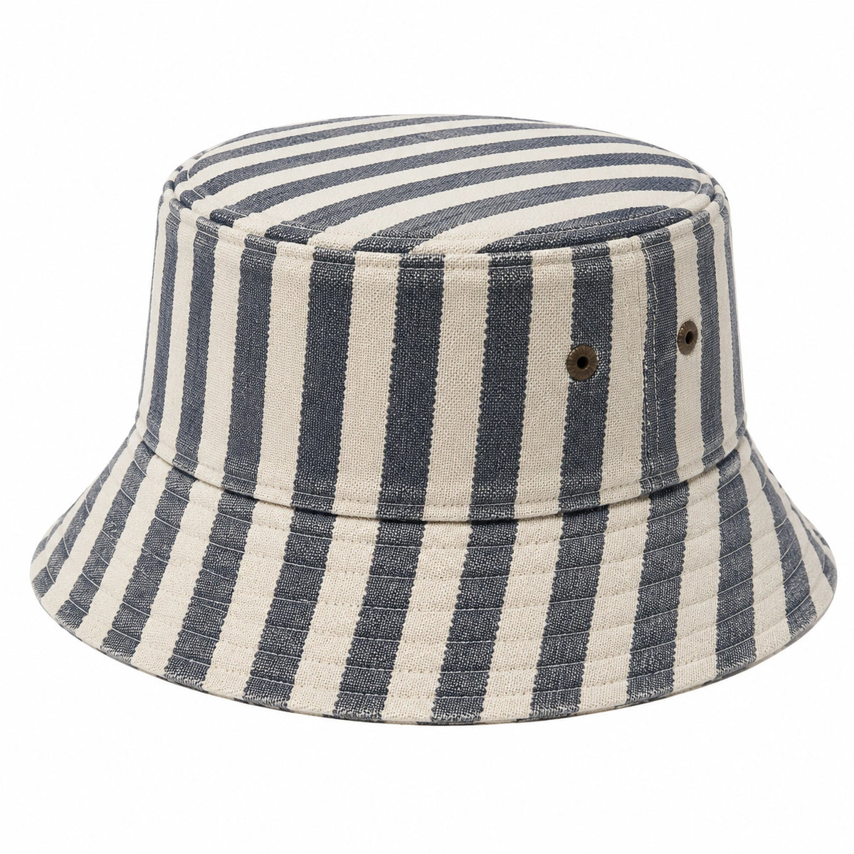 Sombrero bucket talla única de tejido azul marino y crema a rayas - ala ancha transpirable