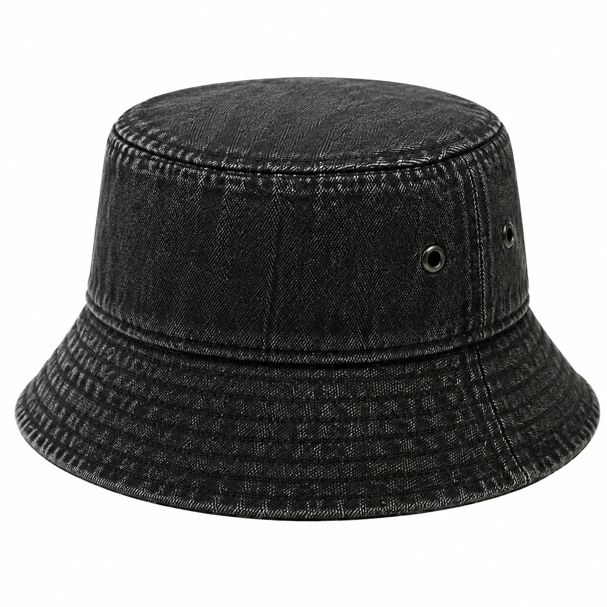 Sombrero bucket talla única de tejido vaquero negro con ala para uso diario
