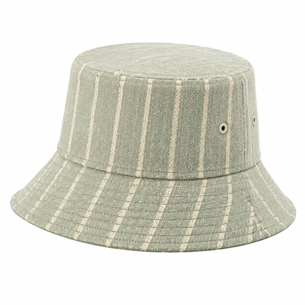 Sombrero pescador talla única de tejido verde salvia a rayas para uso diario