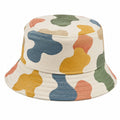 Sombrero de pescador talla única de tejido crema con estampado abstracto multicolor