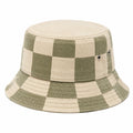Sombrero de pescador talla única de tejido verde/beige a cuadros con ala ancha
