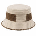 Sombrero bucket talla única de tejido vaquero beige y marrón con ala deshilachada
