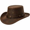 Sombrero vaquero talla única de cuero sintético marrón con ala ancha estilo western