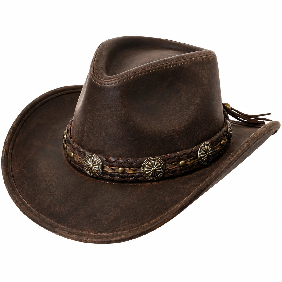 Sombrero vaquero talla única marrón de material sintético estilo western