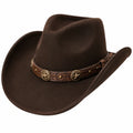 Sombrero vaquero talla única de fieltro marrón con banda decorativa
