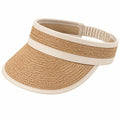 Visera de paja trenzada beige talla única con banda elástica para mujer