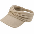 Visera de talla única beige de tejido con banda elástica y diseño fruncido